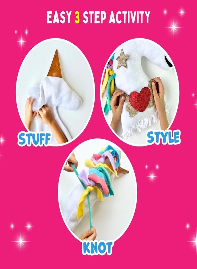 PepPlay DIY Unicorn Pillow Craft Kit - 43-Piece No Sew, No Glue Unicorn Pillow DIY Toy for Girls Ages 4-8, Unique Birthday Gift, Fun Hands-On Art Project - Image 4